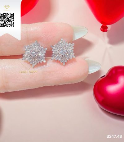 Bông Tai Kim Cương B24748 Kim Cương Giá Tốt