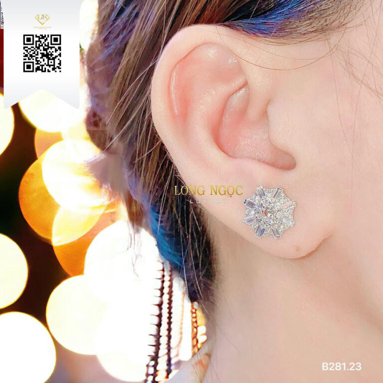 Bông Tai Kim Cương B28123 Kim Cương Giá Tốt