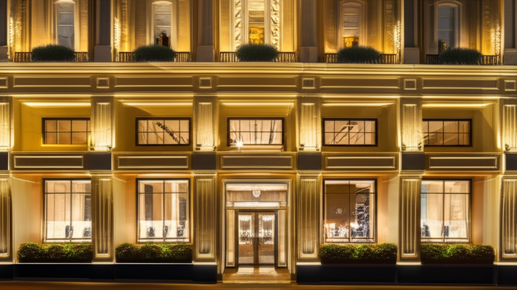 Kim cương nước D là gì với kim cương nước D 8 Mặt tiền showroom trang sức cao cấp Long Ngọc Luxury vào ban đêm. Ánh đèn kiến trúc ấm áp, sang trọng chiếu sáng rực rỡ, tạo nên không khí đẳng cấp và mời gọi, không có người.