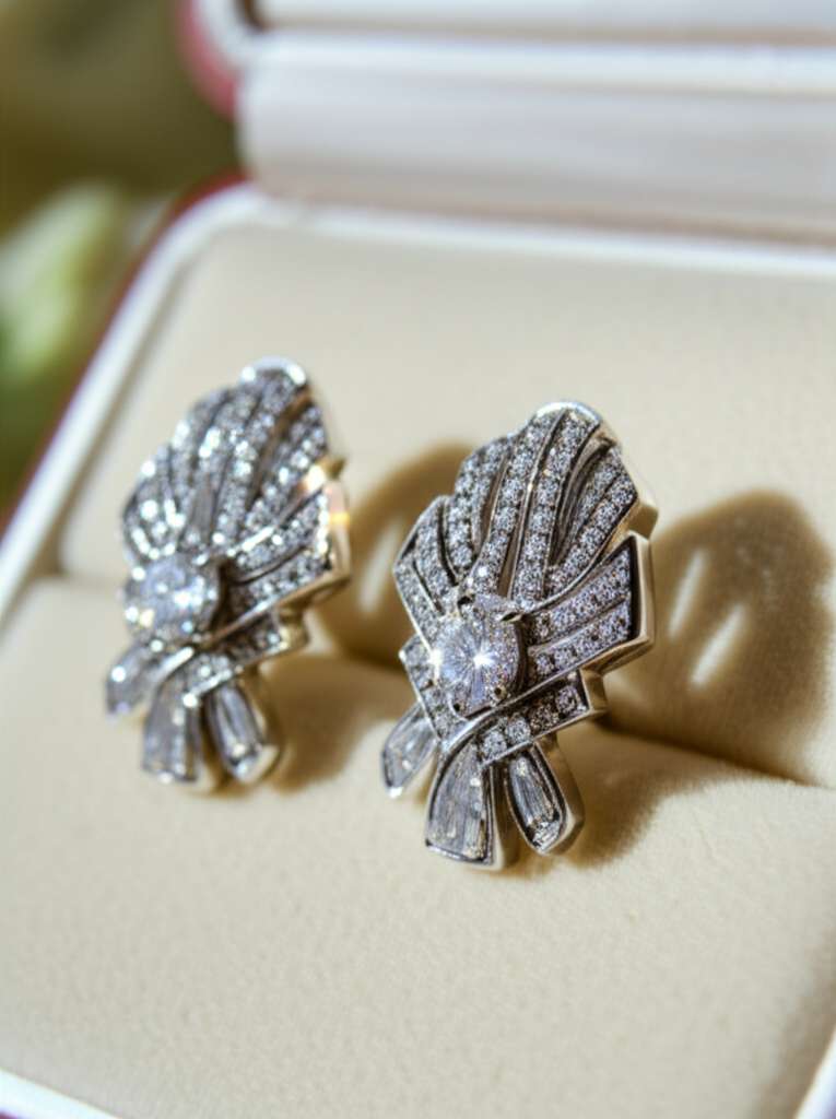 Bông tai kim cương phong cách cổ điển hay hiện đại với bông tai cổ điển hiện đại 5 Ảnh cận cảnh đôi bông tai kim cương mang phong cách cổ điển hiện đại, thiết kế tinh xảo.