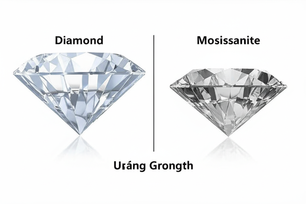 So sánh bông tai kim cương và đá moissanite với bông tai moissanite 4 Hình ảnh so sánh độ cứng của kim cương và moissanite bằng biểu đồ, thể hiện sự khác biệt rõ ràng.