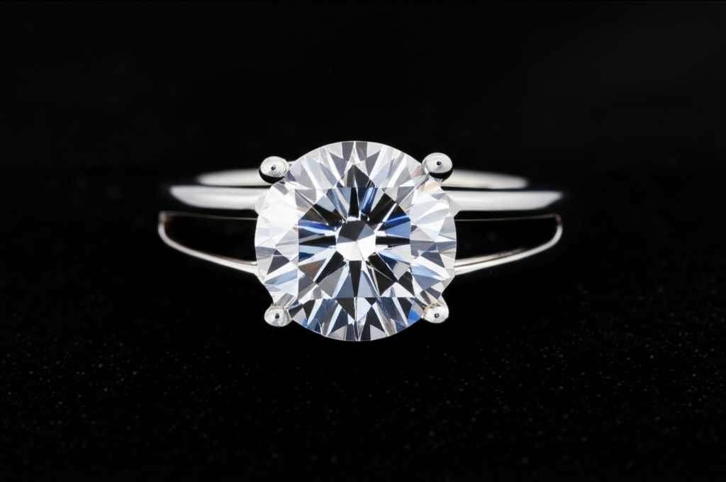 Chiếc nhẫn kim cương nam sang trọng trên nền nhung đen.