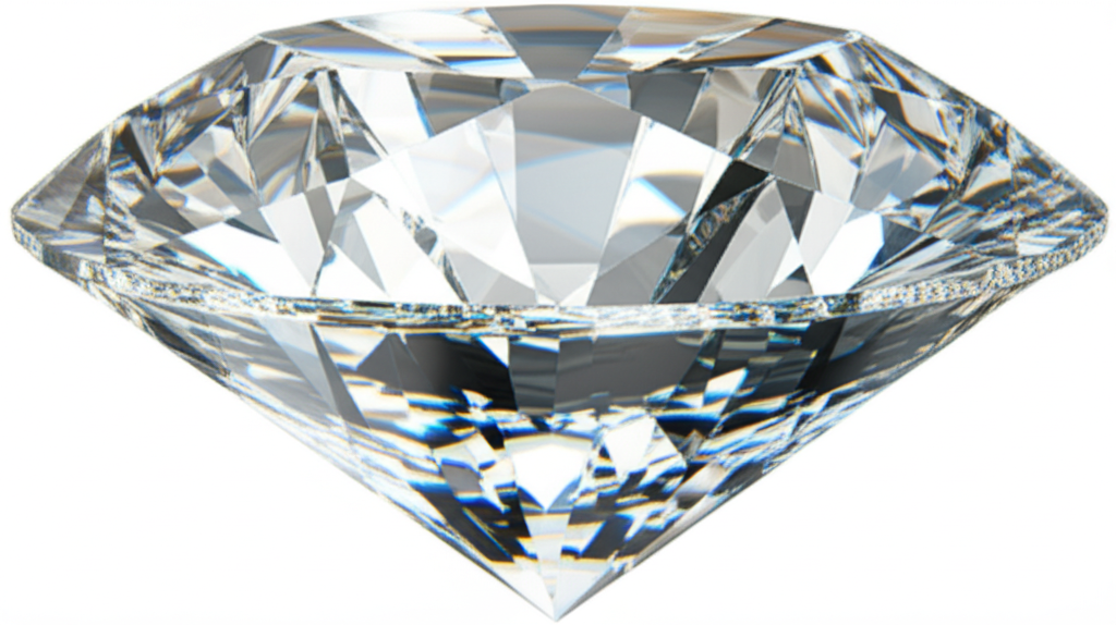 Bông tai kim cương phong cách cổ điển hay hiện đại với bông tai cổ điển hiện đại 7 Ảnh cận cảnh một viên kim cương với các mặt cắt hoàn hảo, phản chiếu ánh sáng rực rỡ.