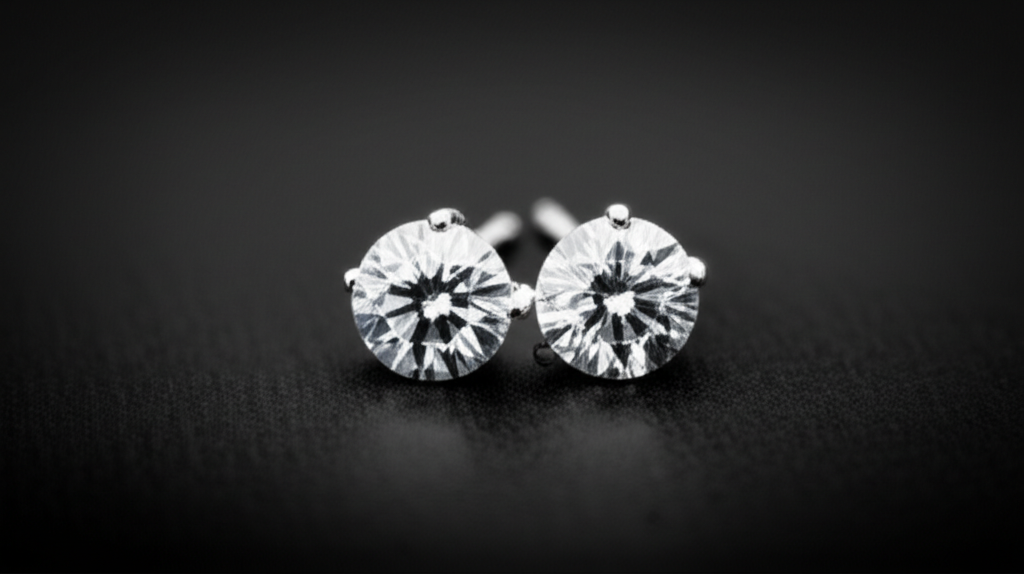 Lưu ý khi chọn bông tai kim cương online với mua bông tai online 3 Ảnh cận cảnh bông tai kim cương bị mờ và không sáng, thể hiện sự thất vọng.