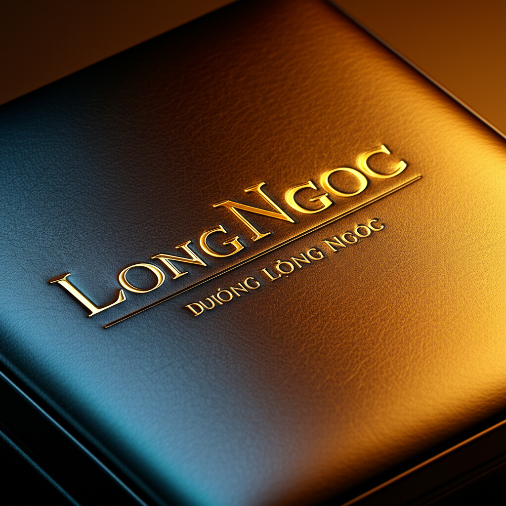 Lưu ý khi chọn bông tai kim cương online với mua bông tai online 6 Ảnh cận cảnh logo Long Ngọc Luxury trên hộp đựng trang sức sang trọng, ánh sáng vàng ấm.